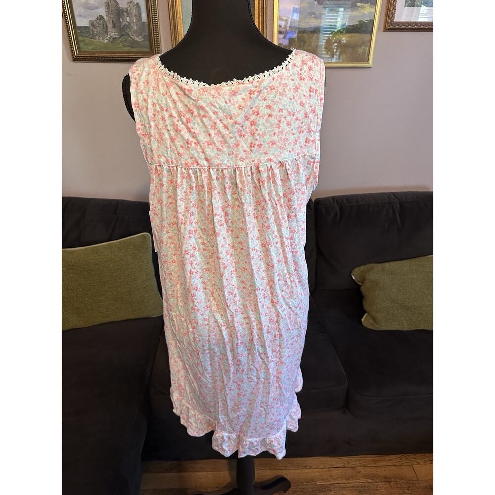 NWT Eileen West Floral Pink Cotton Modal Sleeveless Chemise Nightgown Medium - Picture 2 of 8